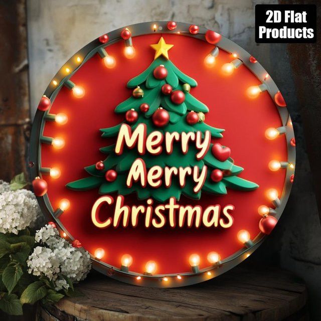 HELLOYOUNG Weihnachtsbaum-Metalldekoration Frohe Weihnachten Wanddekoration in Rot und Gold, B/H: 20,3 x 20,3 cm - Bild 1