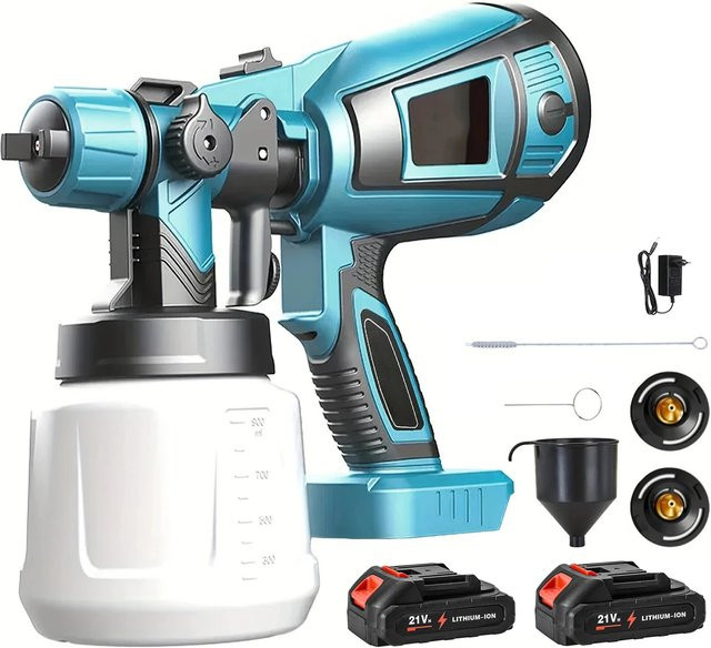 Kabellose elektrische Spritzpistole von Makita für 18V Akku, tragbarer Farbsprüher in Blau mit 1000 ml Fassungsvermögen für Auto, Möbel und Stahlbeschichtungen - Bild 1