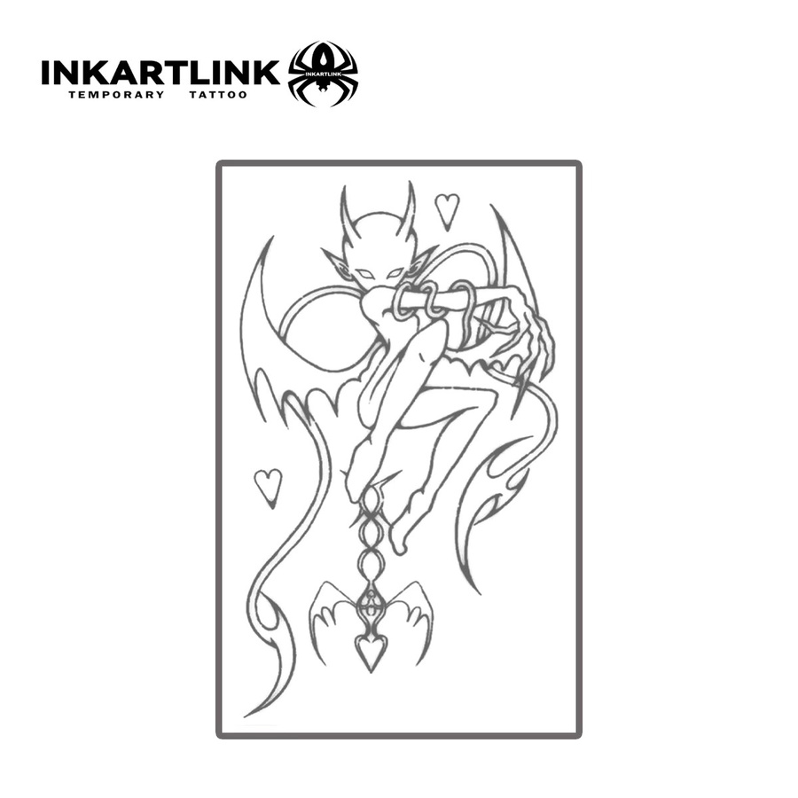 INKATLIN Tattoo Aufkleber, Gothic Evil Devil Love Chain, Wasserdicht - Bild 3