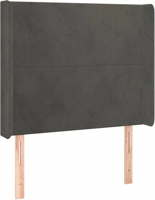 vidaXL LED Kopfteil aus Samt in Dunkelgrau mit USB-Ladeport und integrierter Beleuchtung, B/H: 103 x 118/128 cm - Bild 1