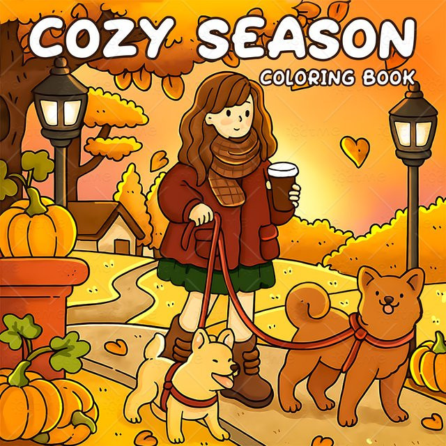 COZY SEASON Malbuch für Erwachsene mit einfachen Cartoon-Mustern zur Entspannung in Multicolour - Bild 1