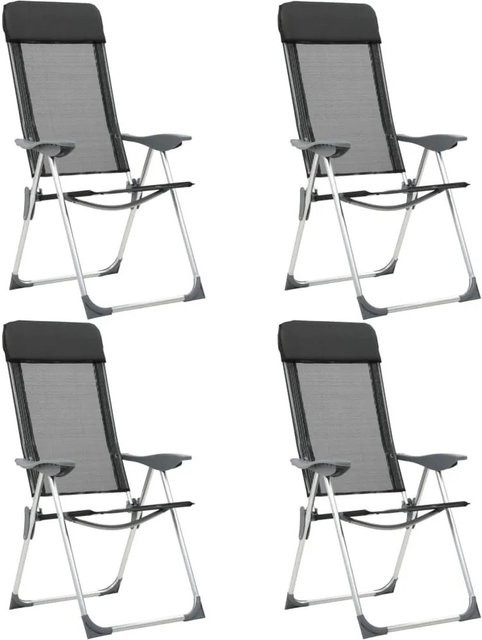 Set aus 4 klappbaren Campingstühlen von vidaXL in Schwarz aus eloxiertem Aluminium und Textilene - Bild 1