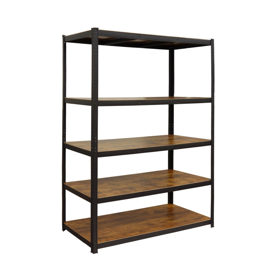 Relaxdays Schwerlastregal im Industrial-Chic aus Stahl, MDF und Kunststoff, Schwarz/Braun, H: 200 cm, B: 120 cm, T: 50 cm - Bild 2