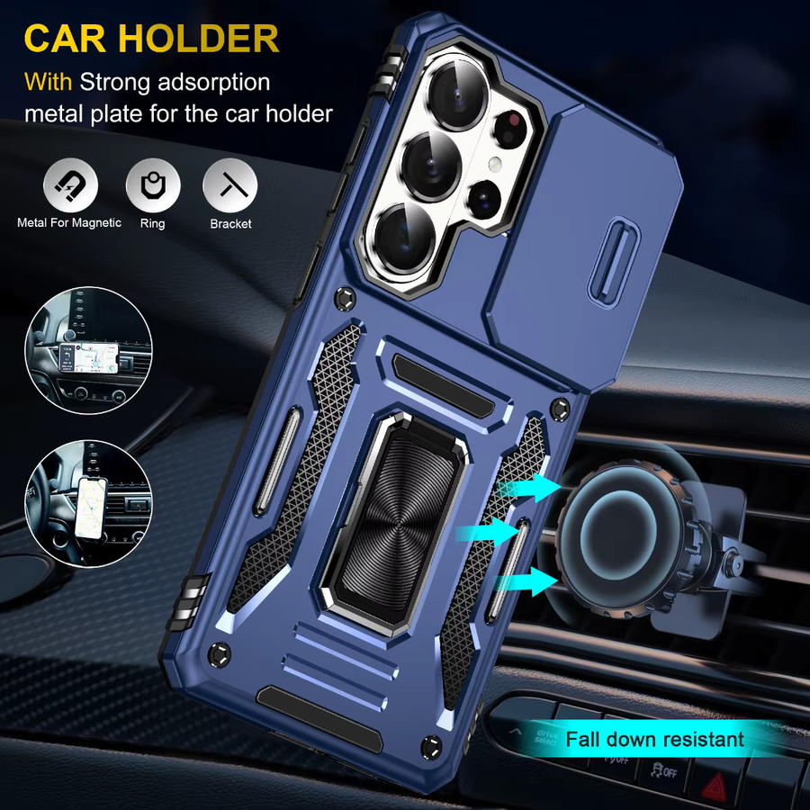 Magnetische Ringhalter-Telefonhülle mit Kamera-Schutz für Samsung Galaxy S26 S25 S24 S23 Ultra S22 Plus S21 FE A17 A07 A56 A36 in Grün oder Blau - Bild 2