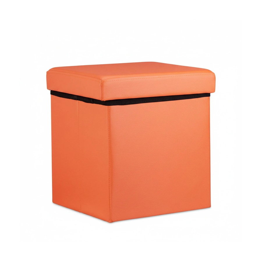 Relaxdays Sitzhocker Cube aus Kunstleder in Orange, faltbar, B/T/H: 38 x 38 x 38 cm - Bild 2