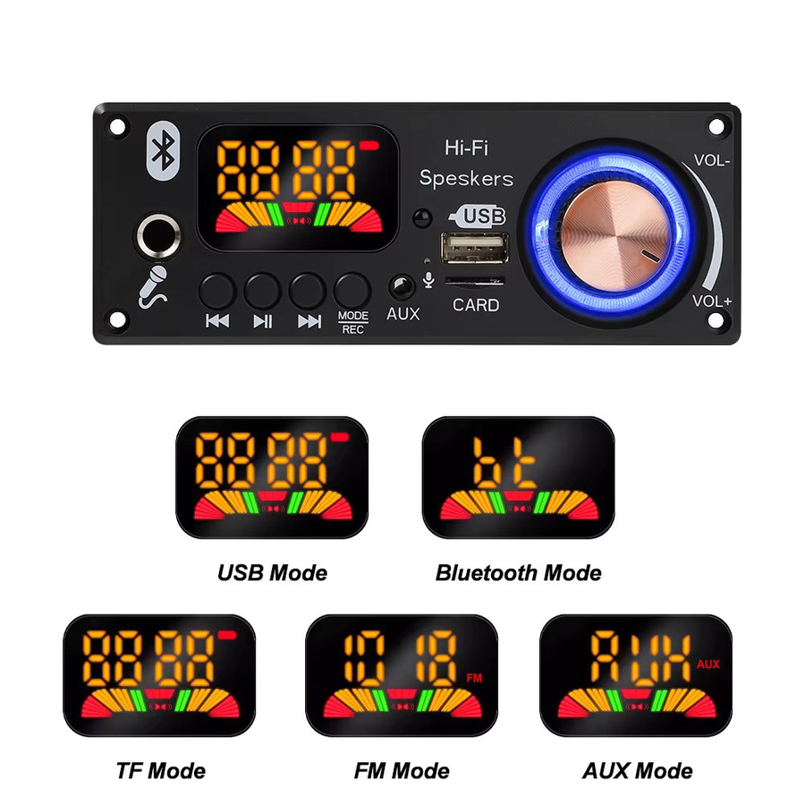 KEBIDU 160W Bluetooth Verstärker und MP3 WAV Decoder Board mit FM, TF, USB und Mikrofonanschluss in Schwarz - Bild 2