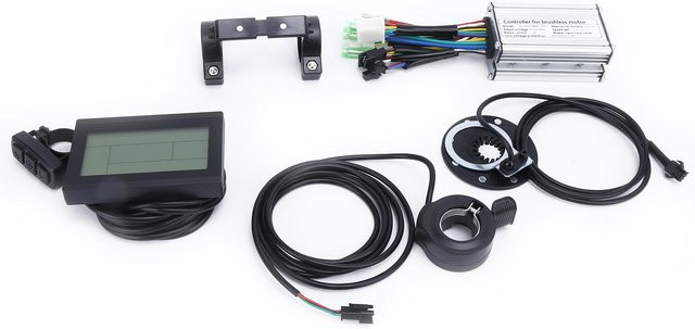 Igeteck Elektromotor Kit Bürstenlos 250W mit 36V 48V Controller, KTLCD3 Display Panel, Sensor und Gasgriff in Schwarz - Bild 1