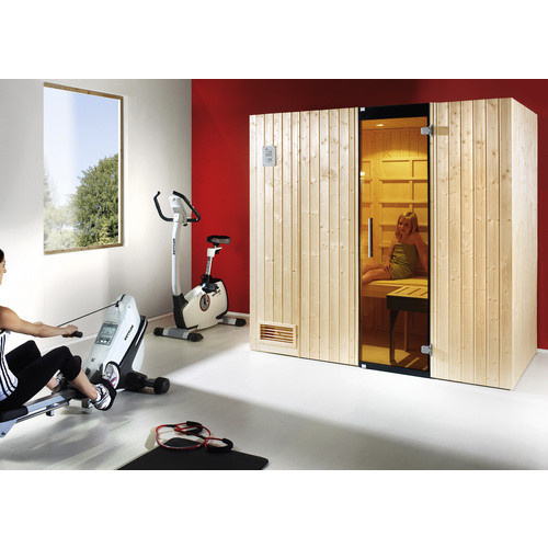 WEKA Infrarotkabine Uppsala für 3 Personen mit Fronteinstieg und wekaTherm-Flächenstrahlern 3,6 kW in Beige und Graphit - Bild 4