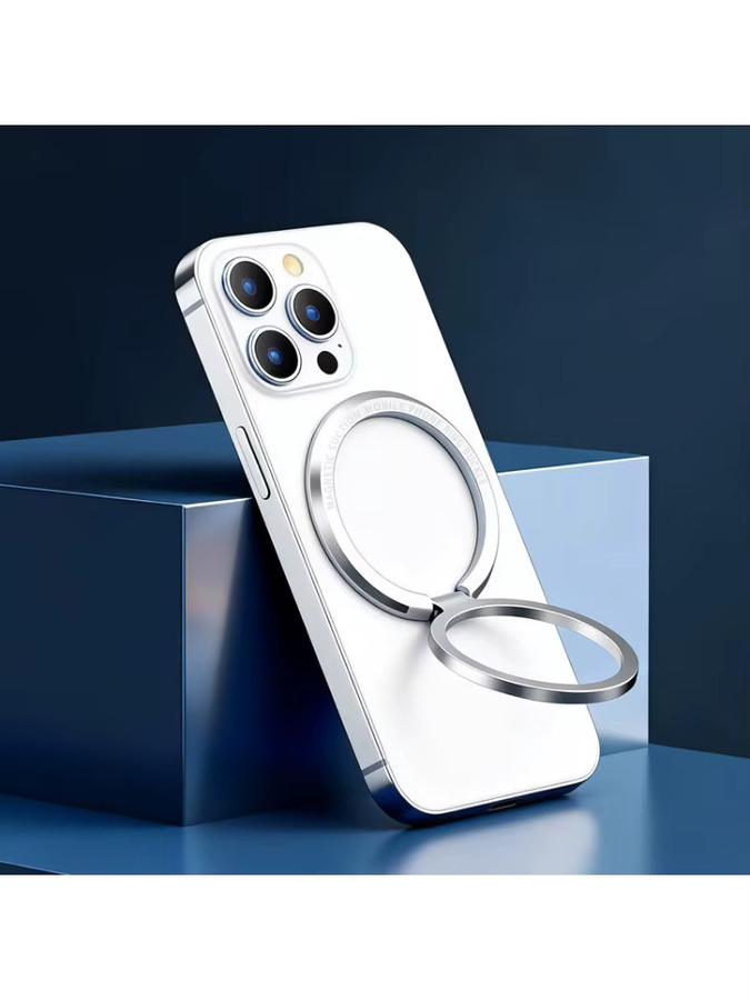 newteneight Magnetischer Metallring Handygriff und Ständer für MagSafe iPhone und Samsung, faltbare Fingerhalterung in Silber und Lila - Bild 5