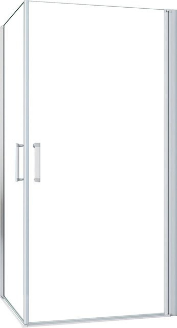 AICA Eckdusche mit Pendeltür in Silber Matt und transparentem ESG Sicherheitsglas, B/T/H: 80 x 80 x 185 cm - Bild 1