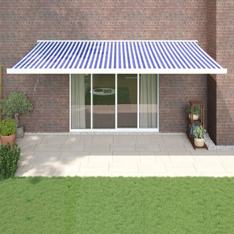 Vidaxl Markise einziehbar aus Aluminium und Polyester in Blau und Weiß B/H: 5 x 3 m - Bild 1