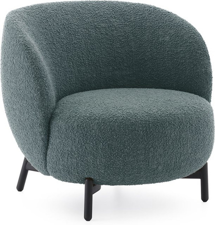 Kartell Lunam Sessel Curly Lounge Sessel mit Bouclé-Bezug in Grün und Metallgestell