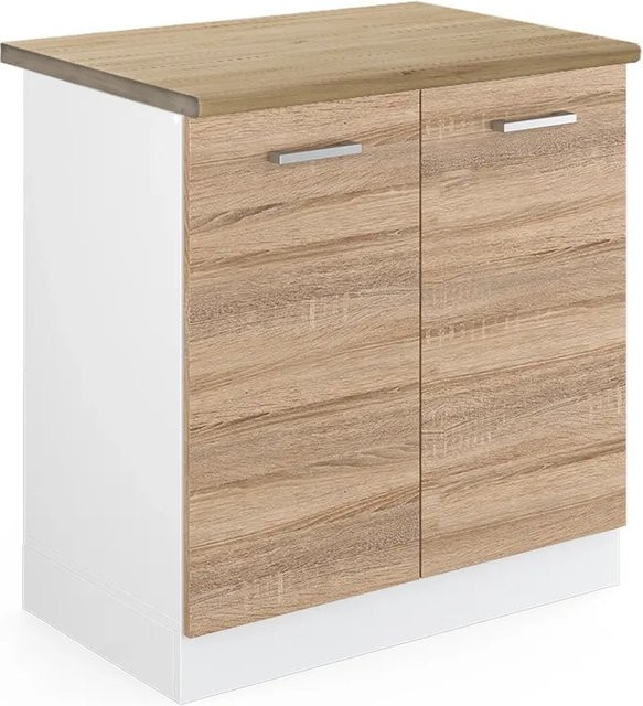 Vicco R-Line Spülenunterschrank Küchenunterschrank Sonoma Eiche Weiß B: 80 cm, T: 60 cm, H: 76,6 cm - Bild 1