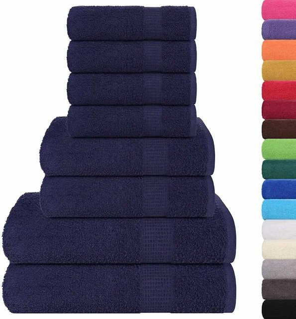 vidaXL 8-teiliges Handtuch-Set aus 100% Baumwolle in Marineblau mit 360 g/m² - Bild 1