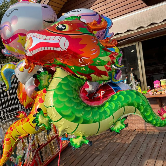 AADECORZZ Drachen Luftballons für Geburtstag und Mottoparty, Mehrfarbig, Chinesische Drachen Dekoration - Bild 1