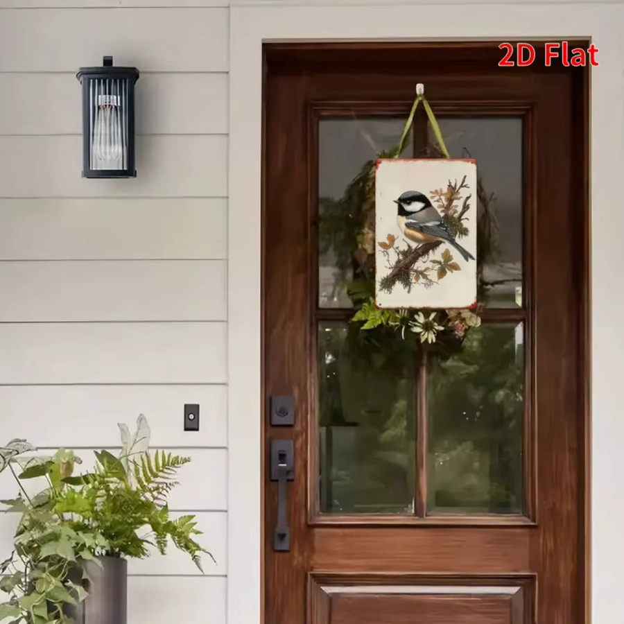 CIFBUY Chickadee Metallblechschild im Vintage-Stil, rustikale Wandkunst für Outdoor und Indoor, mehrfarbig mit schwarzer Kappe - Bild 3