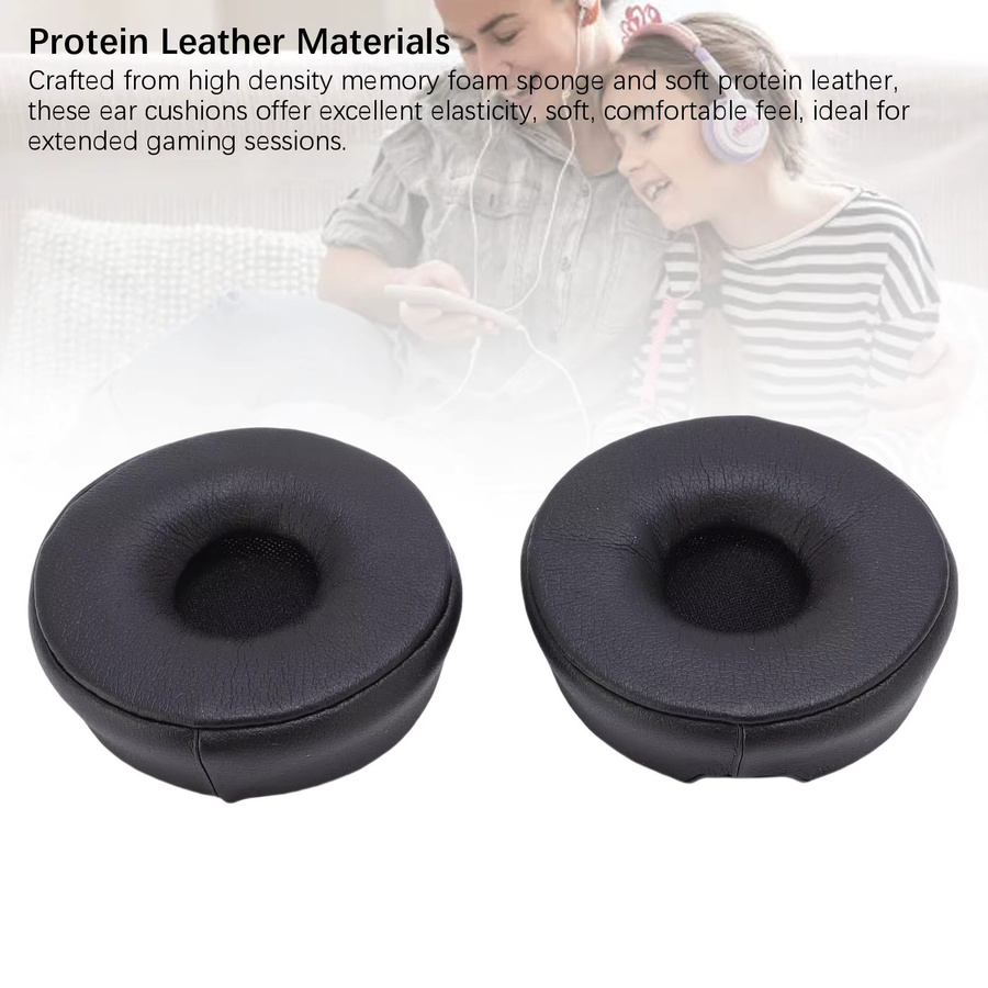 2 Paar Ersatz-Ohrpolster aus Proteinleder und Memory-Schaum für Jabra Engage 55 65 75 Headsets in Schwarz - Bild 4