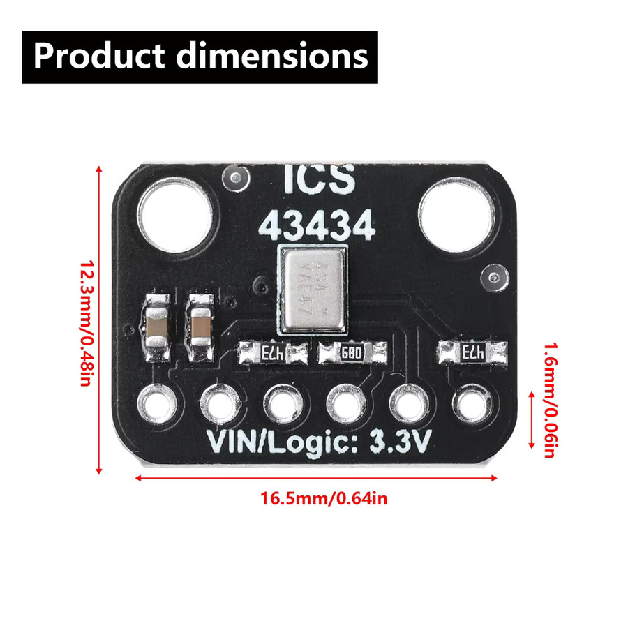 diymore ICS-43434 I2S MEMS Mikrofonmodul Breakout mit Tiefpass-Minifilter in Schwarz für intelligente Sprachgeräte und Aufzeichnungssysteme - Bild 4