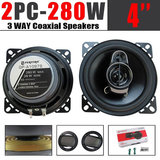 Q-PERTORS Premium 4-Zoll-HiFi-Autolautsprecher Set, 2 Stück mit 560 W Gesamtleistung, HD-Audio und 4.0-Surround-Sound in Schwarz - Bild 1