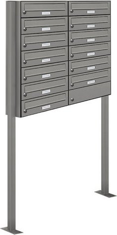 AL Briefkasten-System für 13 Parteien, freistehend, grau, B/H/T: 153,26 x 150,0 x 27,5 cm - Bild 1