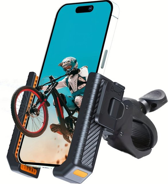 Homhu Universal Motorrad Telefon Halter mit Quick Lock Design für iPhone und Smartphones von 4,7 bis 7 Zoll in Orange oder Schwarz - Bild 1