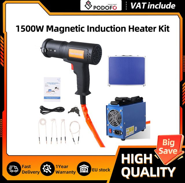 Podofo Handgehaltener Magnetischer Induktionsheizer 1500W Hochleistungs-Induktionsheizgerät Komplettset zum Entfernen von verrosteten Autobolzen und -muttern - Bild 1