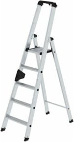 MUNK Aluminium-Stehleiter einseitig begehbar mit 5 Stufen in Silber - Bild 1
