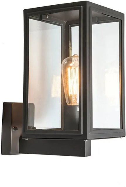 QAZQA Industrielle Außenwandleuchte SutTon Up in Grau aus Edelstahl mit Glas, IP44, dimmbar, E27, B/H: 25,5 x 32,5 cm - Bild 1