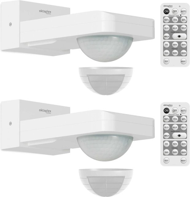 Oktaplex Tea 2er Set Bewegungsmelder mit Fernbedienung 360 Grad Außen Weiß IP65 230V - Bild 1
