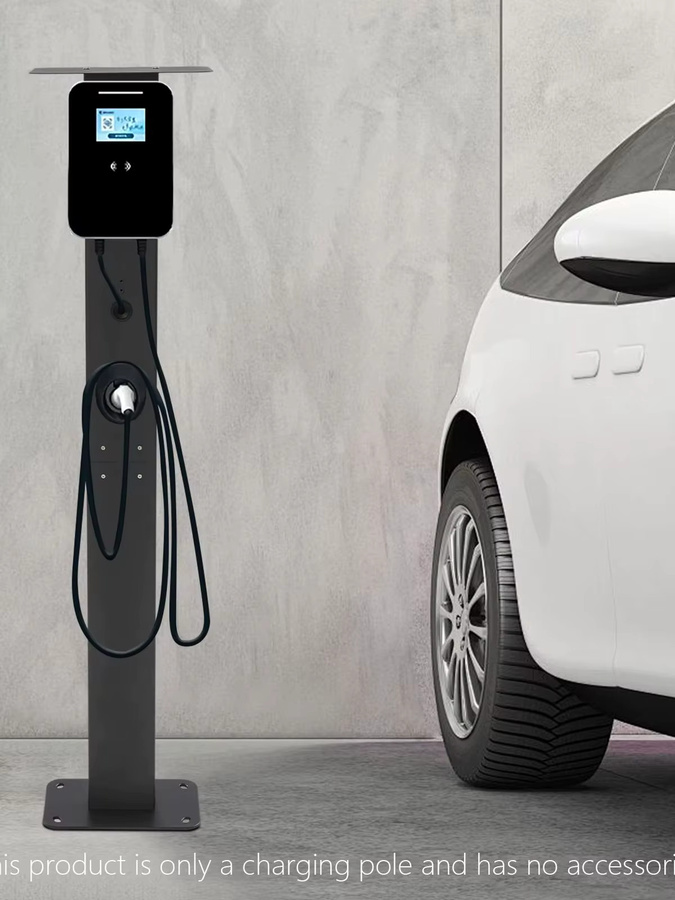 Bymaocar EV-Ladestation mit Standfuß aus Aluminiumlegierung in Schwarz, H x B x T: 130,5 x 28 x 21 cm, für Innen- und Außenbereich - Bild 1