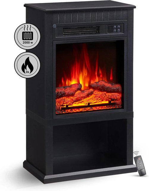 Balderia EM-BK Elektrokamin Standkamin mit 3D-Flammeneffekt und Bluetooth in Schwarz - Bild 1