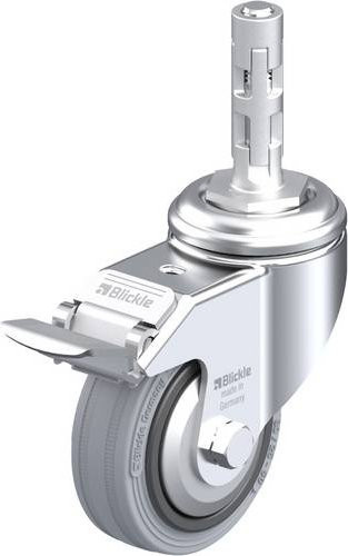 Blickle Lenkrolle LKRA-VPA 80G-11-FI-FA-E11 mit Feststeller, Rad-Durchmesser: 80 mm, Tragfähigkeit: 80 kg, Farbe: Grau/Schwarz/Silber - Bild 1