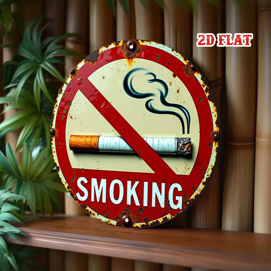 CIFBUY Vintage No Smoking Metallblechschild Rund in Multicolour als Retro Wandkunst für Zuhause, Café oder Garage - Bild 5