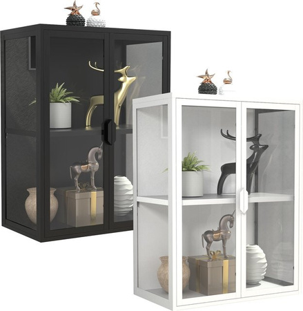 VCM Hängevitrine Flokas M aus Glas und Metall in Schwarz, H x B x T: 80 x 60 x 35 cm
