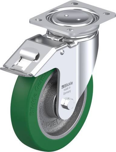 Blickle Lenkrolle LU-GST 200K-FI mit Feststeller in Grün und Silber, Rad-Durchmesser: 200 mm, Tragfähigkeit: 800 kg - Bild 1
