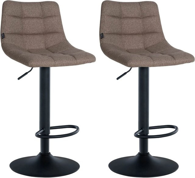 DELUKE Barhocker 2er Set DUBAI Tresenhocker mit Lehne aus Stoff und Kunstleder in Taupe Schwarz, B/T/H: 43,0 x 46,5 x 108,5 cm - Bild 1
