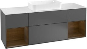 V&B Waschtischunterschrank Finion mit Wandbeleuchtung, Farbe: Weiß/Anthrazit, Breite: 160 cm, Tiefe: 50,1 cm - Bild 1