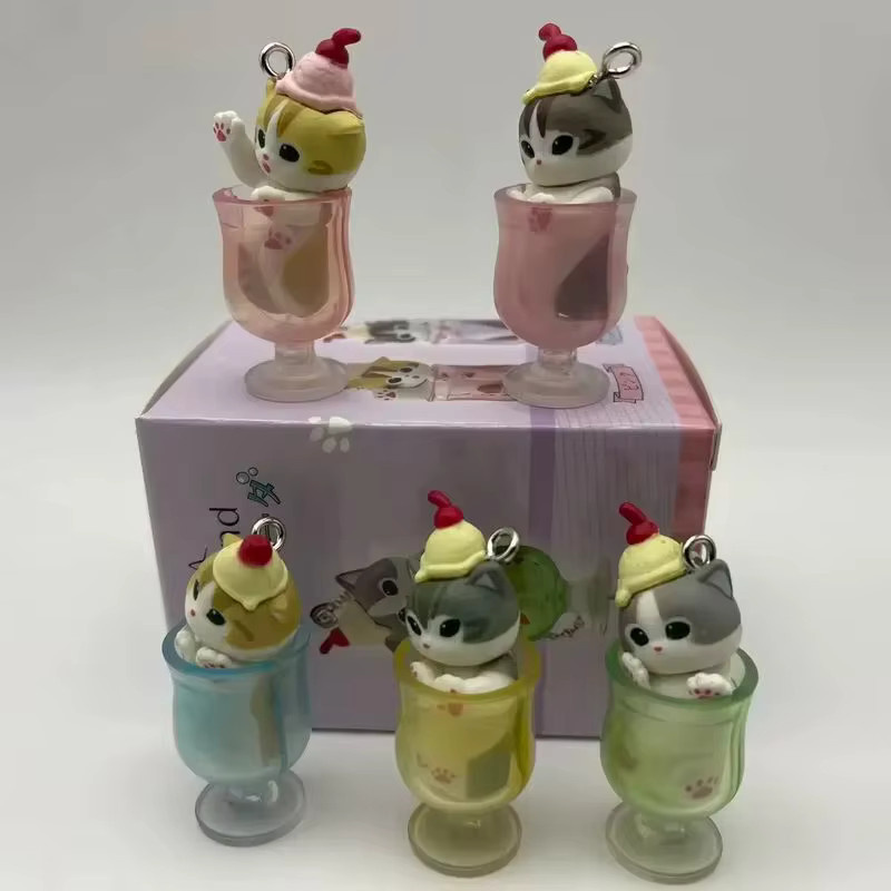 Mufosand Eiscreme-Katzen Blind Box, Schlüsselanhänger-Set, 5-teiliges Set - Bild 2