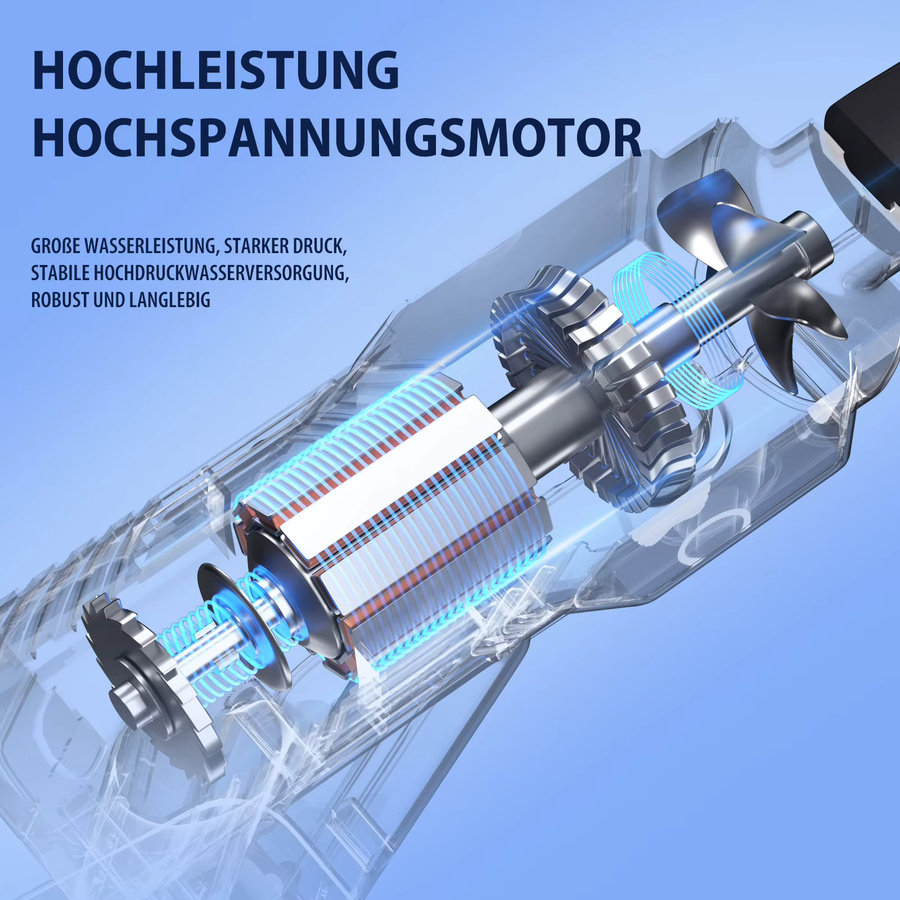 BRIEFNESS Akku Hochdruckreiniger 21V mit 2 Akkus und Schnellladegerät, 300 Bar tragbarer Reiniger für Auto und Garten mit Schaumdüse, Filterkorb und 5m Wasserschlauch - Bild 4