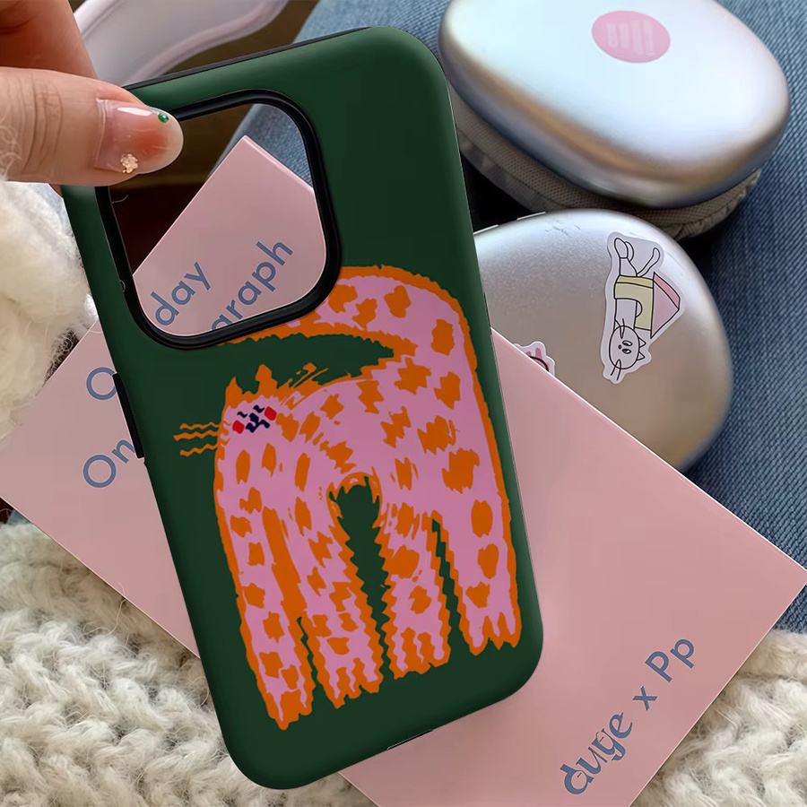 Handyhülle mit verspieltem gepunktetem Katzenmuster für iPhone 11 bis iPhone 17 Pro Max Plus mit doppelschichtiger Rückseite - Bild 5