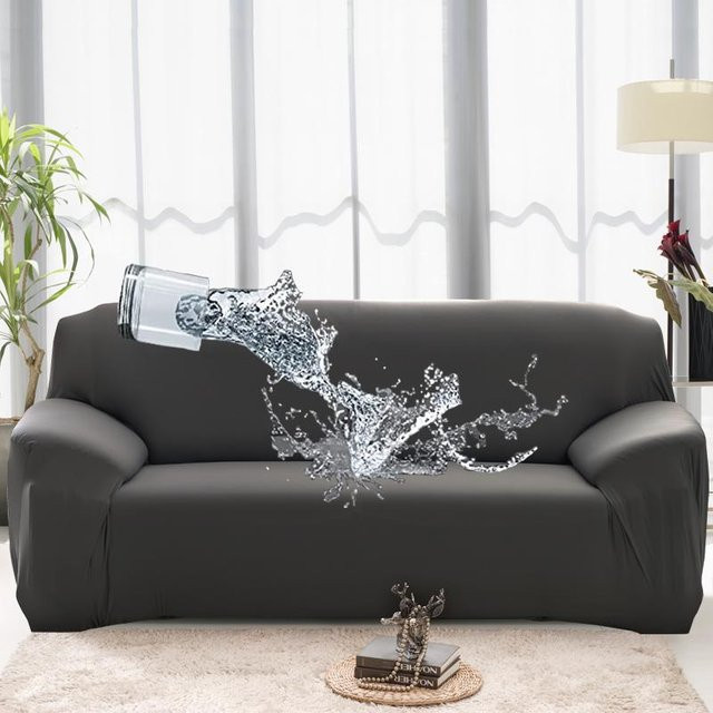 Wasserdichter und elastischer L-förmiger Sofabezug für Ecksofas in Schwarz, Medium (145-190 cm) - Bild 1