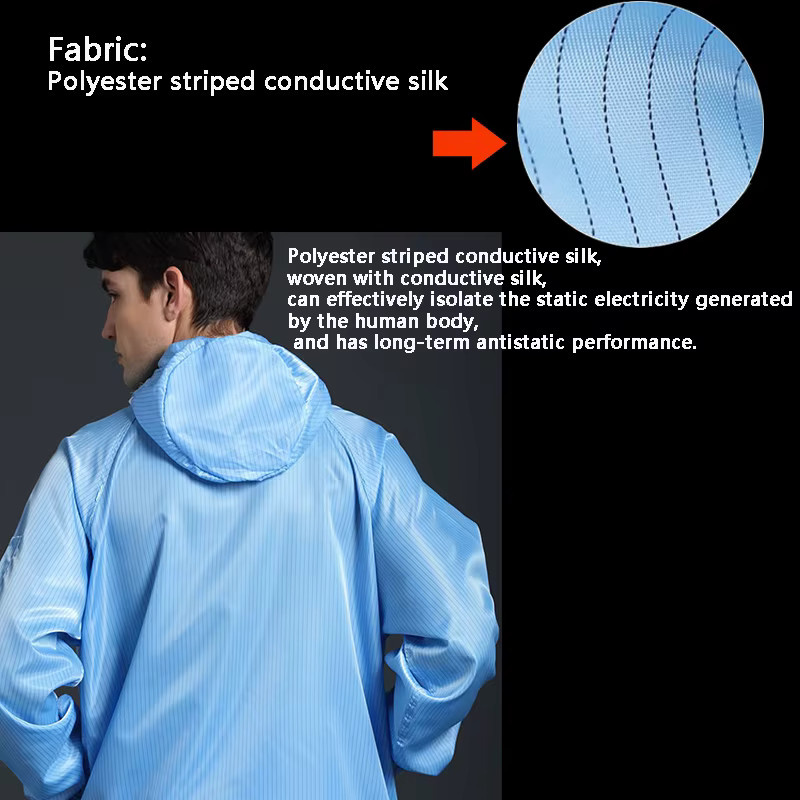 Unisex Schutzoverall mit Kapuze als Reinraumkleidung für saubere Lebensmittel in Pink und Blau - Bild 3