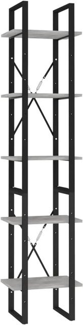 vidaXL Bücherregal im Industrial Design aus Holzwerkstoff und Metall, Grau, B: 40 cm, T: 30 cm, H: 175 cm - Bild 1