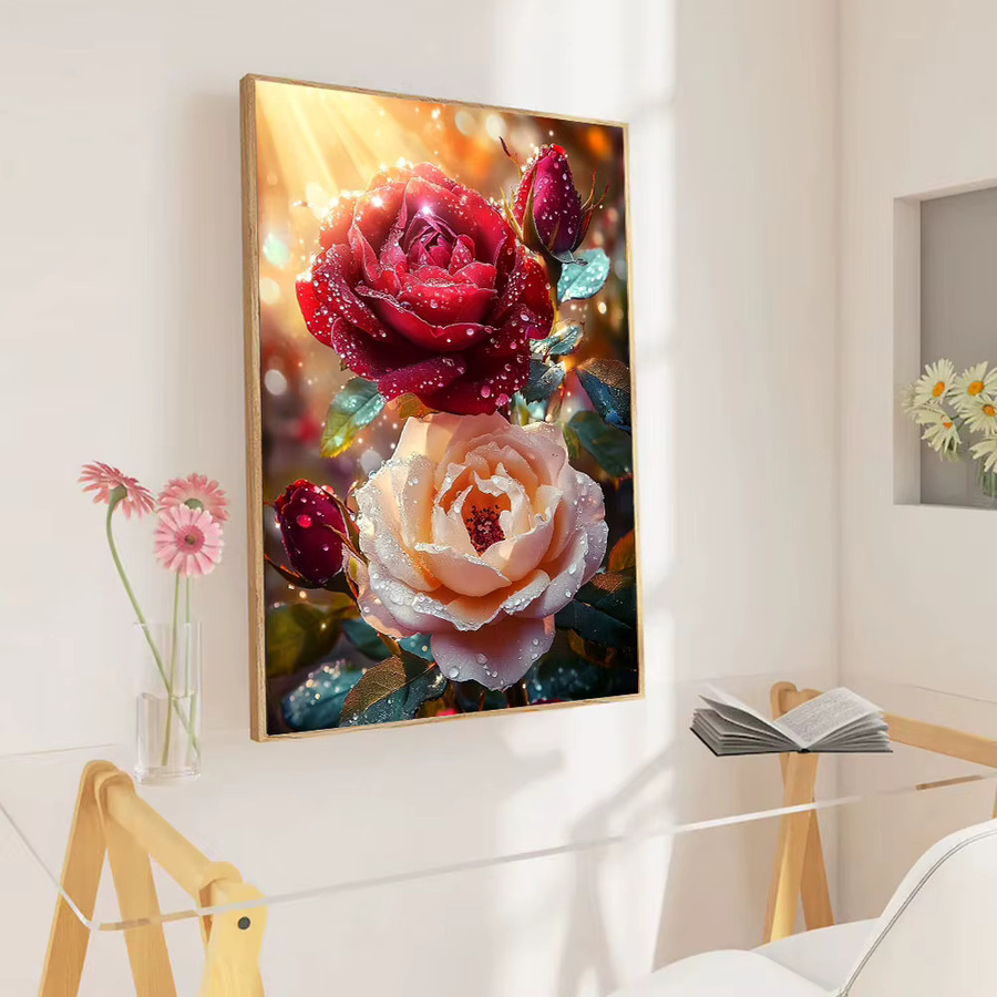 Huacan Diamantmalerei Rose Bastelset mit floralem Mosaik in Multicolour, Breite: 20,0 cm, Höhe: 30,0 cm - Bild 3