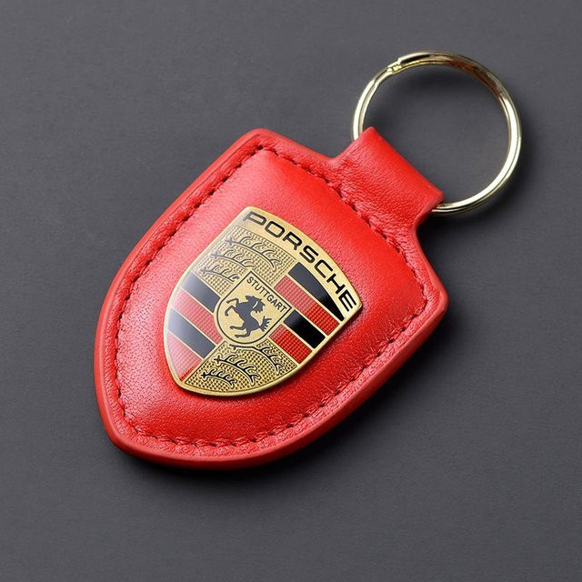 Porsche Schlüsselanhänger Leder, Karbonfaser, rot, Unisex - Bild 1