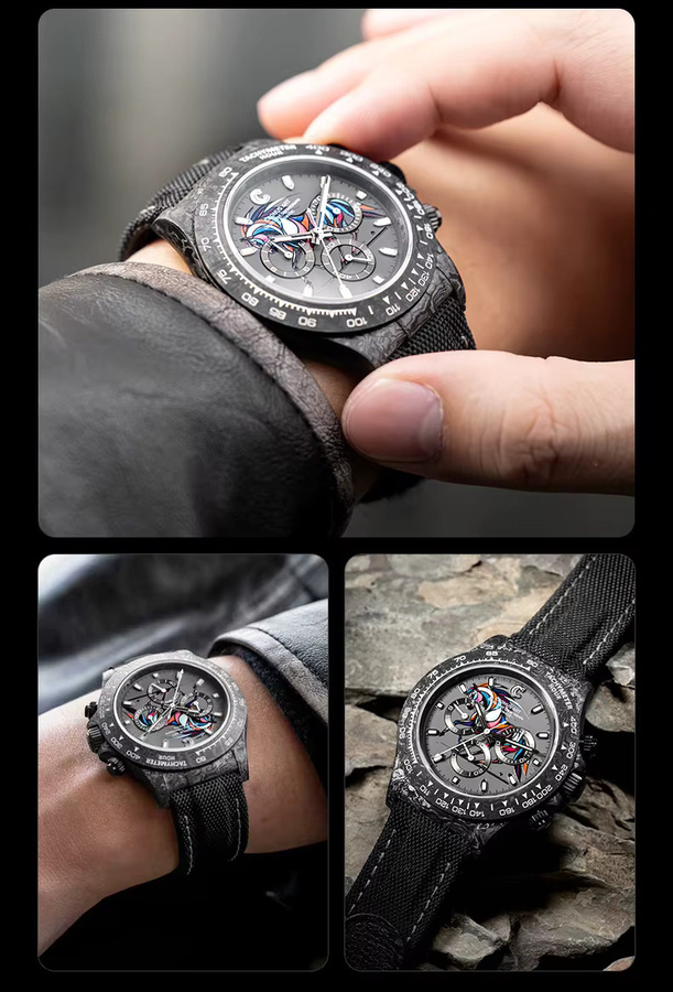 CRONUSART Chronograph, Automatik, Kohlefaser, Saphirglas, Herren, Schwarz - Bild 4