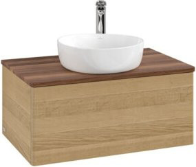 V&B Waschtischunterschrank Antao ohne Frontstruktur in Eiche Honig Braun, B/T/H: 80 x 36 x 50 cm - Bild 1