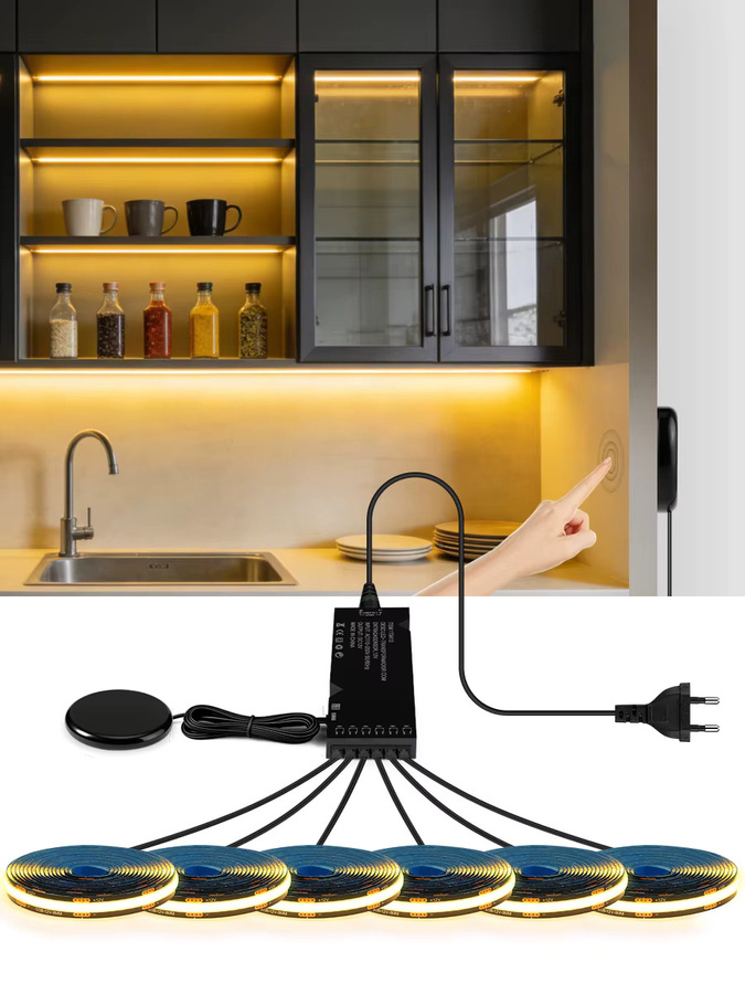Lcamaw LED-Lichtstreifen Schwarz mit Touch- und Bewegungssensor, dimmbar, warmweißes Licht für die Wanddekoration - Bild 6