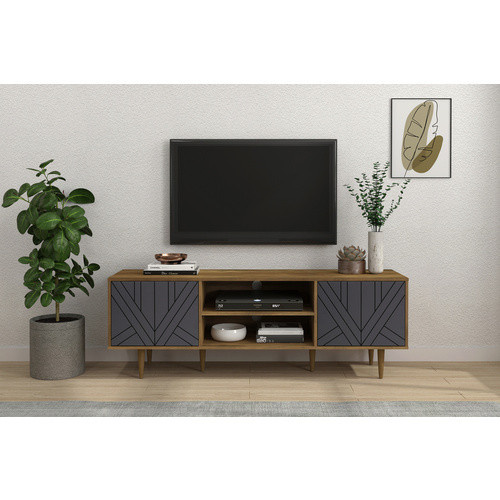 Möbilia Lowboard modern in Beige und Grau aus MDF und Holz, B/T/H: 160 x 40 x 55 cm - Bild 2