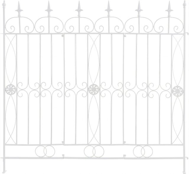 DELUKE Gartenzaun LINUS Antik Steckzaun Element aus Metall in Weiß, B: 124 cm, H: 116 cm - Bild 1